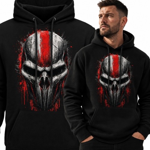 Bluza męska z kapturem - czaszka wojownika w metalowym hełmie