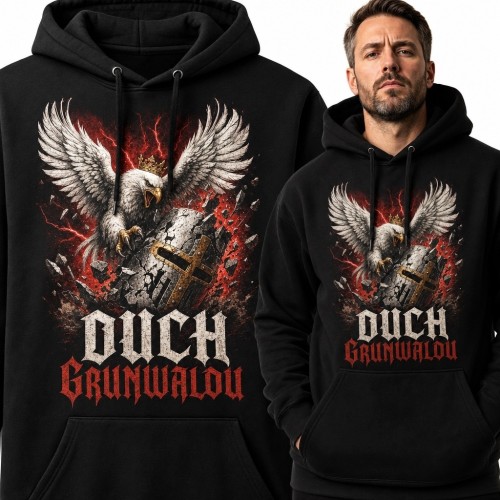 Bluza męska z kapturem „Duch Grunwaldu” - orzeł i motyw bitewny