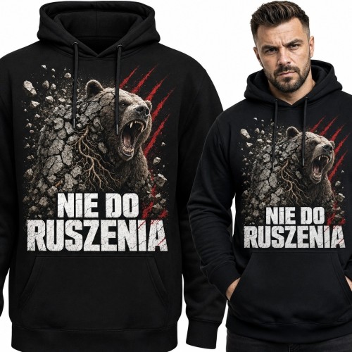 Bluza męska z kapturem „Nie do ruszenia” - ryczący niedźwiedź