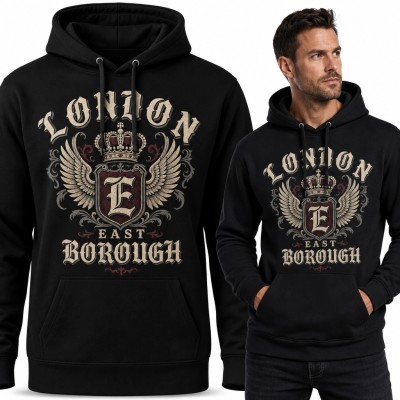 Bluza męska z kapturem - koronowany herb „London - East Borough”