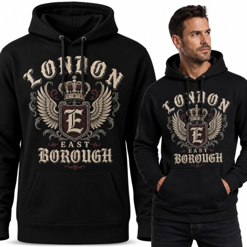 Bluza męska z kapturem - koronowany herb „London - East Borough”