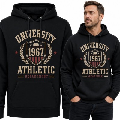 Bluza męska z kapturem „University Athletic” 1967 - emblemat varsity retro