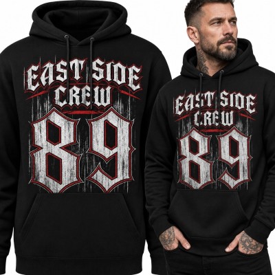 Bluza męska z kapturem z numerem „89” i napisem „East Side Crew”