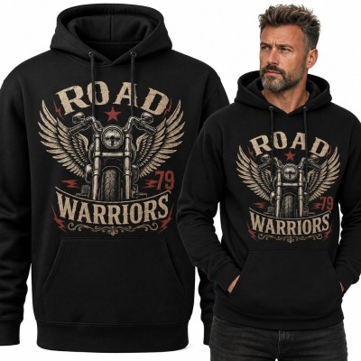 Bluza męska z kapturem „Road Warriors” - motocykl ze skrzydłami