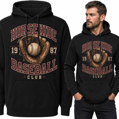 Bluza męska z kapturem „Horse Hide Baseball Club” - motyw retro