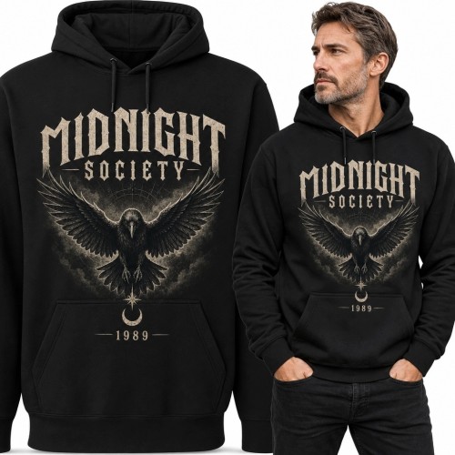 Bluza męska z kapturem „Midnight Society” z motywem gotyckiej sowy