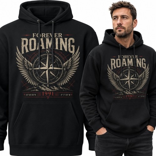 Bluza męska z kapturem z kompasem „Forever Roaming” - 1991