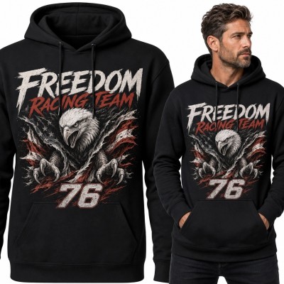 Bluza męska z kapturem „Freedom Racing Team” - bielik i flagi USA