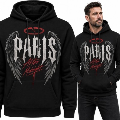 Bluza męska z kapturem „Paris” - gotycki motyw skrzydeł