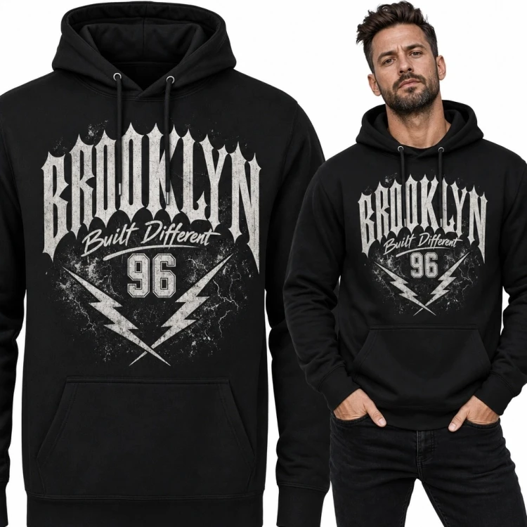 Bluza męska z kapturem „Brooklyn” - streetwearowy nadruk z liczbą 96