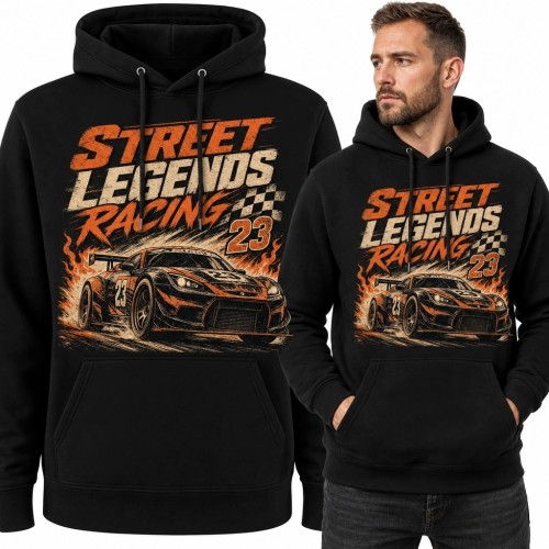 Bluza męska z kapturem z samochodem wyścigowym „Street Legends Racing”