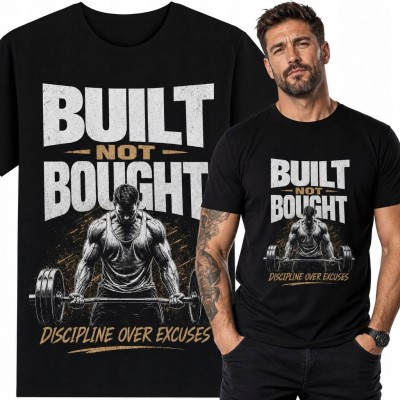 Koszulka męska na siłownię „Built Not Bought” - motyw martwego ciągu