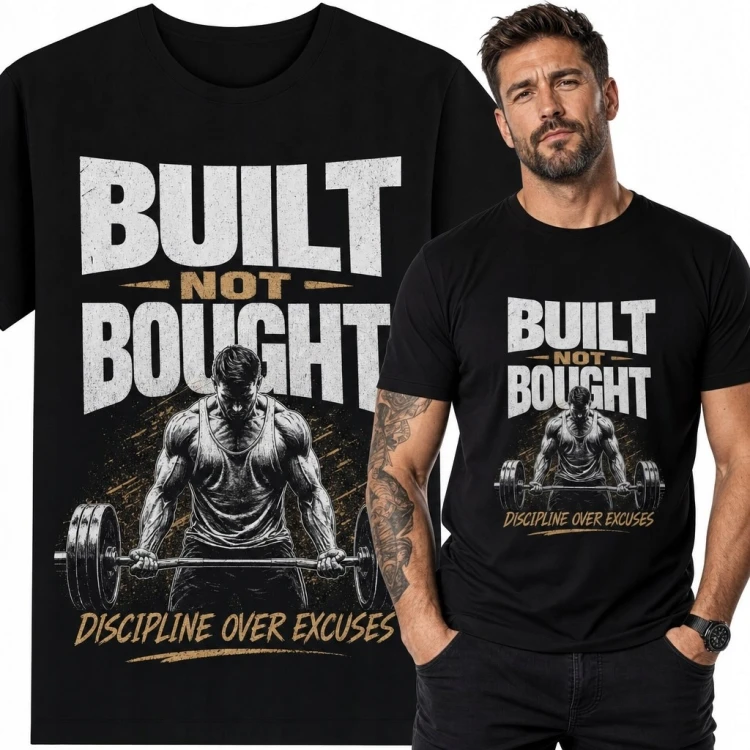 Koszulka męska na siłownię „Built Not Bought” - motyw martwego ciągu