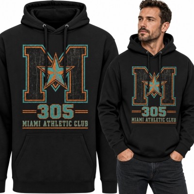 Bluza męska z kapturem Miami „305” - emblemat varsity z literą M