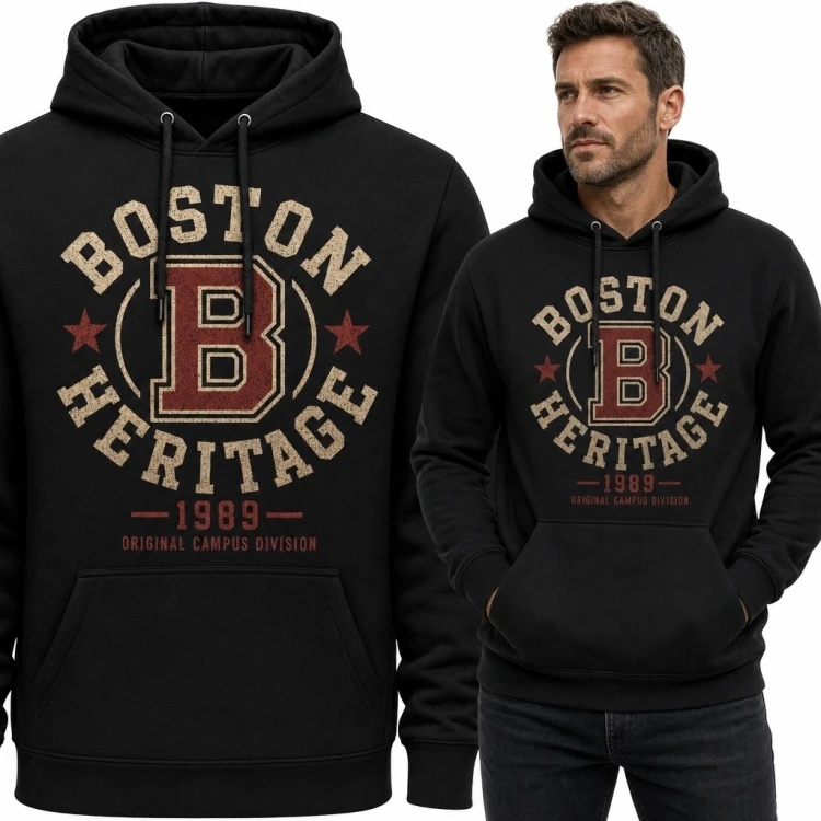 Bluza męska z kapturem „Boston Heritage” - emblemat varsity vintage 1989