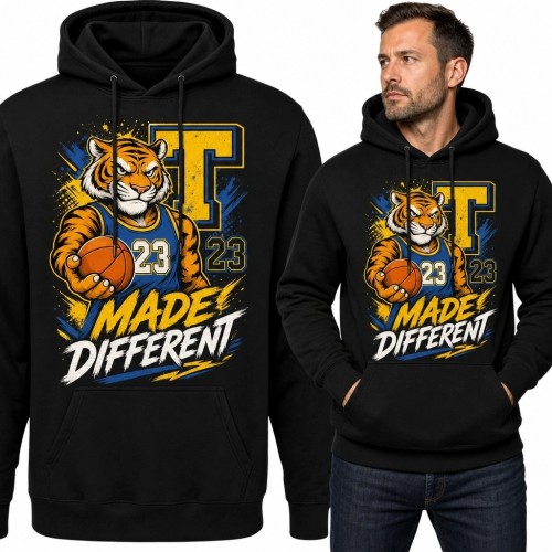 Bluza męska z kapturem z tygrysem koszykarzem „Made Different” - numer 23