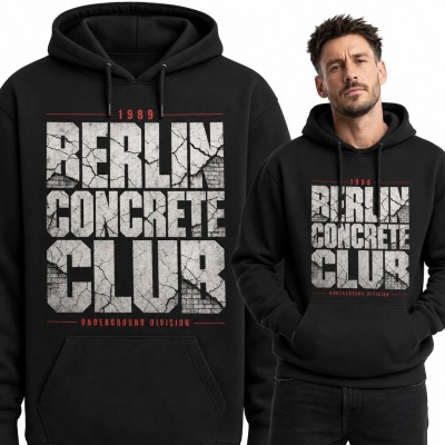 Bluza męska z kapturem „Berlin Concrete Club” - industrialny streetwear