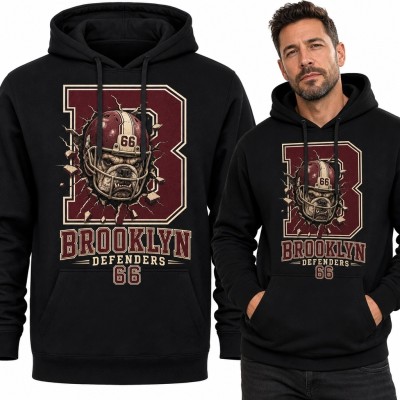 Bluza męska z kapturem z kaskiem futbolowym „Brooklyn Defenders”