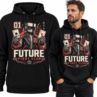 Bluza męska z kapturem „Future First Club” - robot z asami