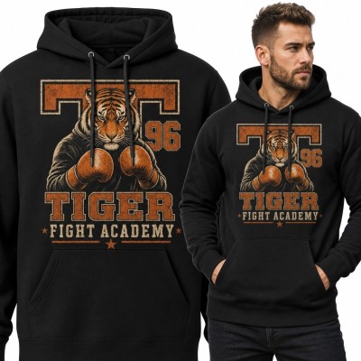 Bluza męska z kapturem „Tiger Fight Academy” - tygrys bokser w stylu retro