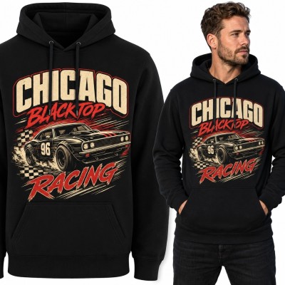Bluza męska z kapturem „Chicago Blacktop Racing” - retro samochód wyścigowy nr 96