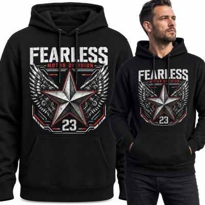 Bluza męska z kapturem „Fearless” - motoryzacyjna gwiazda ze skrzydłami
