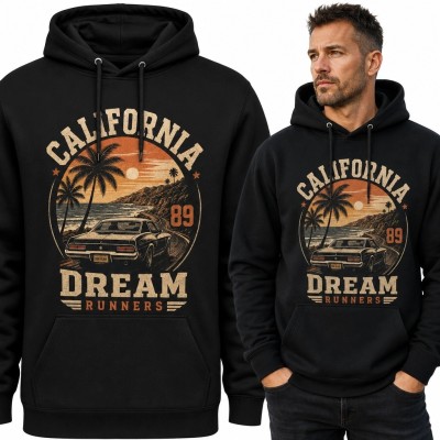 Bluza męska z kapturem „California Dream Runners” - klasyczne auto w stylu retro