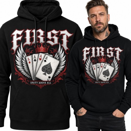 Bluza męska z kapturem z czterema asami „F1rst” - pokerowy motyw