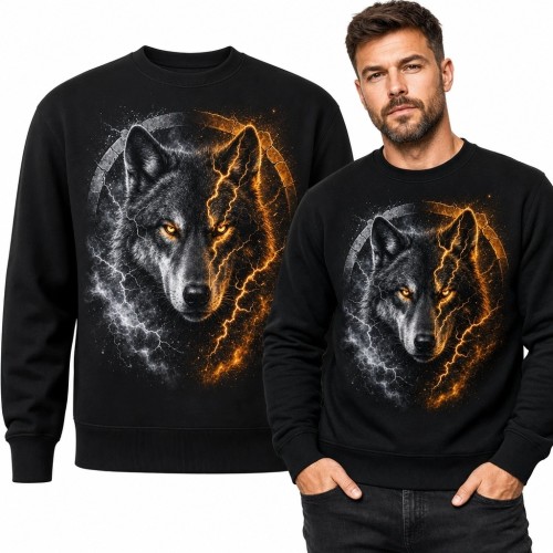 Bluza męska bez kaptura z wilkiem - mroczny motyw fantasy