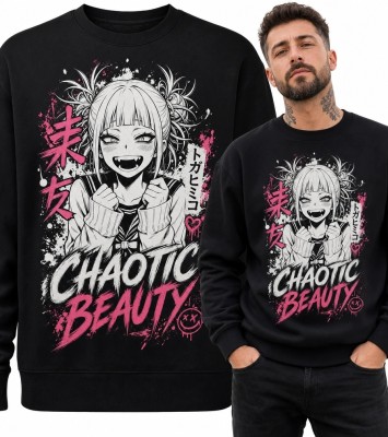 Bluza męska bez kaptura z mangową dziewczyną „Chaotic Beauty”