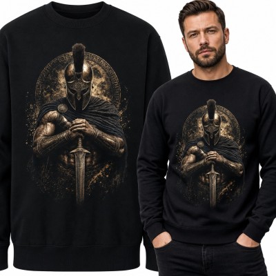 Bluza męska bez kaptura ze spartańskim wojownikiem - antyczny motyw z mieczem