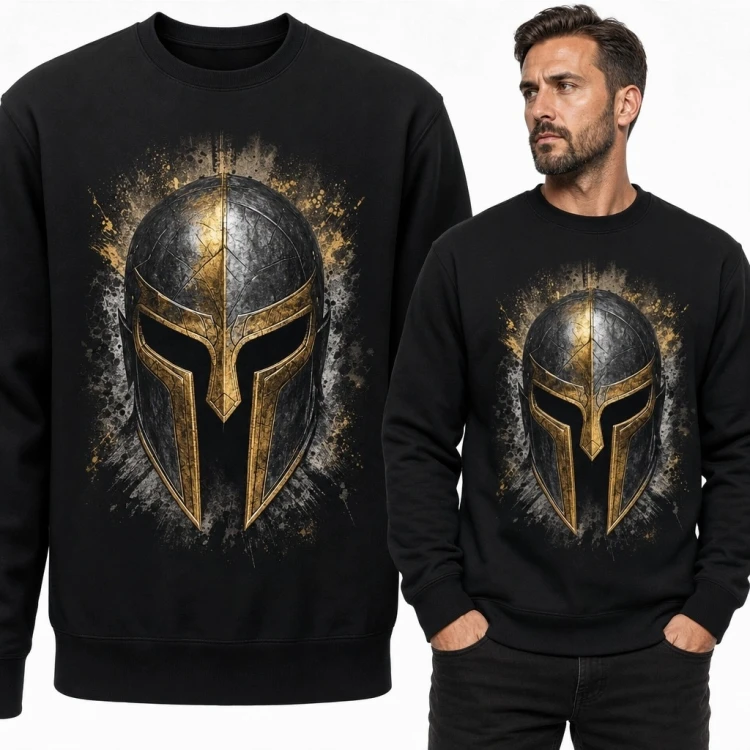 Bluza męska bez kaptura - hełm spartańskiego wojownika