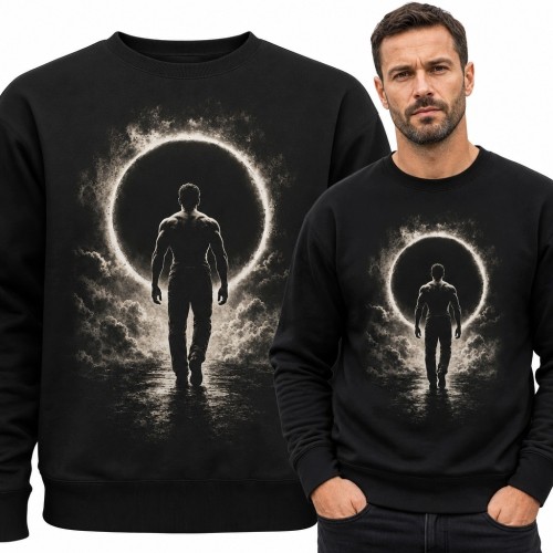 Bluza męska bez kaptura - mroczne zaćmienie i samotna sylwetka