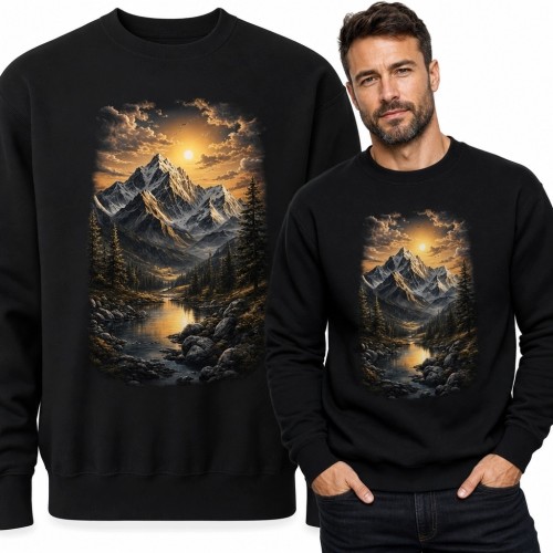Bluza męska bez kaptura - górska dolina w złotym świetle