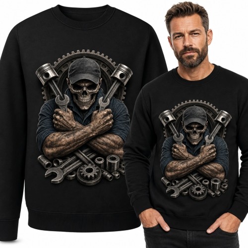 Bluza męska bez kaptura - szkielet mechanika z kluczami