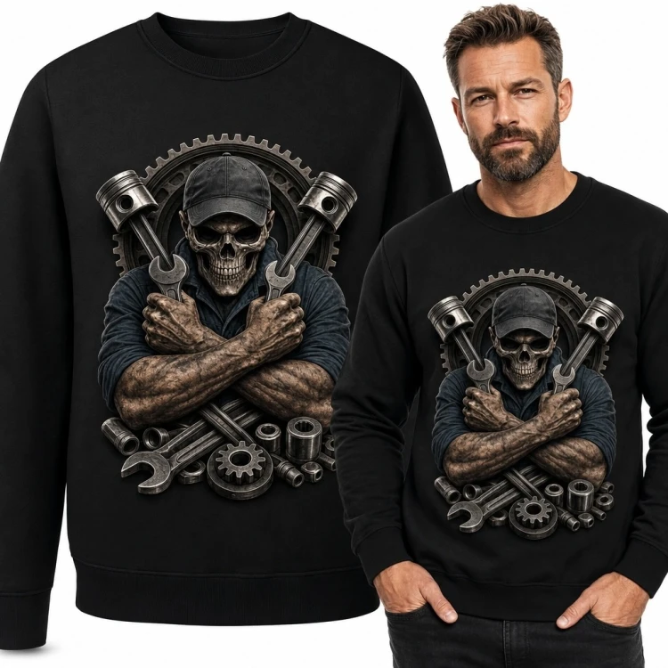 Bluza męska bez kaptura - szkielet mechanika z kluczami