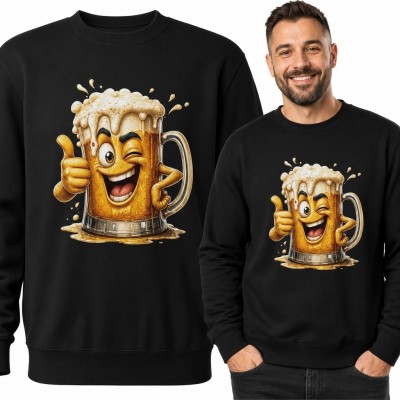 Bluza męska bez kaptura z humorystycznym kuflem piwa