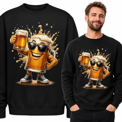 Bluza męska bez kaptura - kufel piwa w okularach wznoszący toast