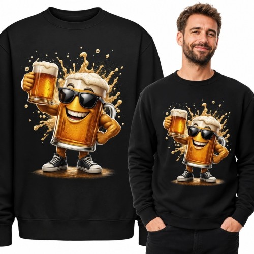 Bluza męska bez kaptura - kufel piwa w okularach wznoszący toast