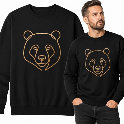 Bluza męska bez kaptura z minimalistycznym konturem głowy niedźwiedzia