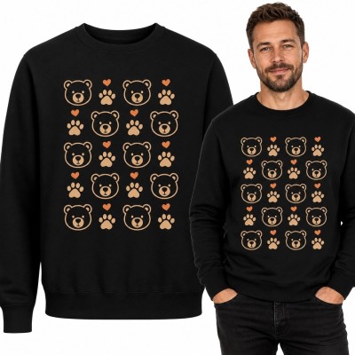 Bluza męska bez kaptura - misie, łapy i serca