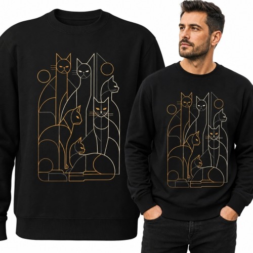 Bluza męska bez kaptura - geometryczne koty line art