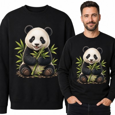 Bluza męska bez kaptura z pandą jedzącą bambus