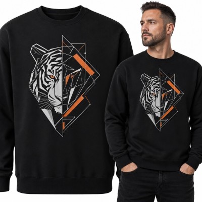 Bluza męska bez kaptura - geometryczny tygrys