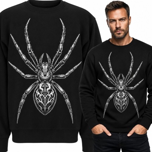 Bluza męska bez kaptura z gotyckim pająkiem - ornamentalny nadruk