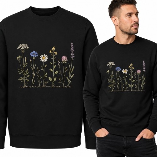 Bluza męska bez kaptura - polne kwiaty i zioła