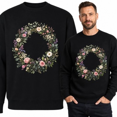 Bluza męska bez kaptura z wieńcem róż - elegancki motyw botaniczny