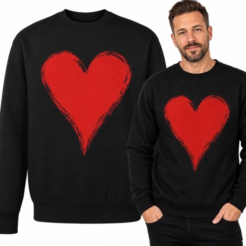 Bluza męska bez kaptura z dużym malarskim czerwonym sercem