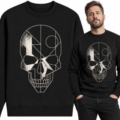 Bluza męska bez kaptura - geometryczna czaszka