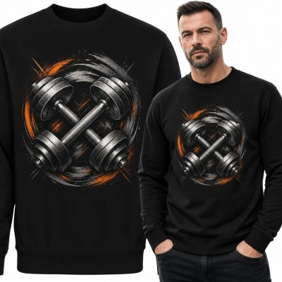 Bluza męska bez kaptura - skrzyżowane hantle z efektem ruchu